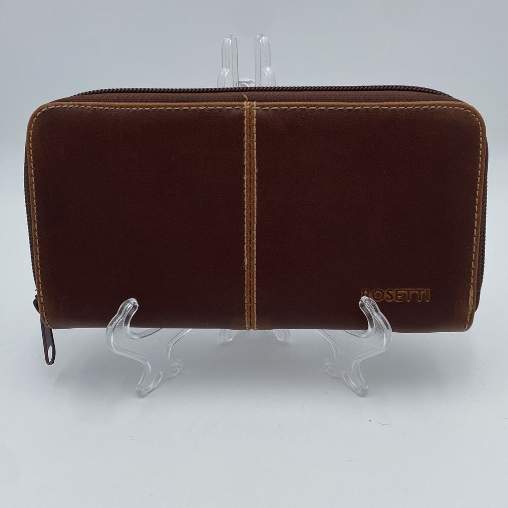 ROSETTI Brown Vegan Leather Wallet Organizer Clutch Accordion Style Zip Around